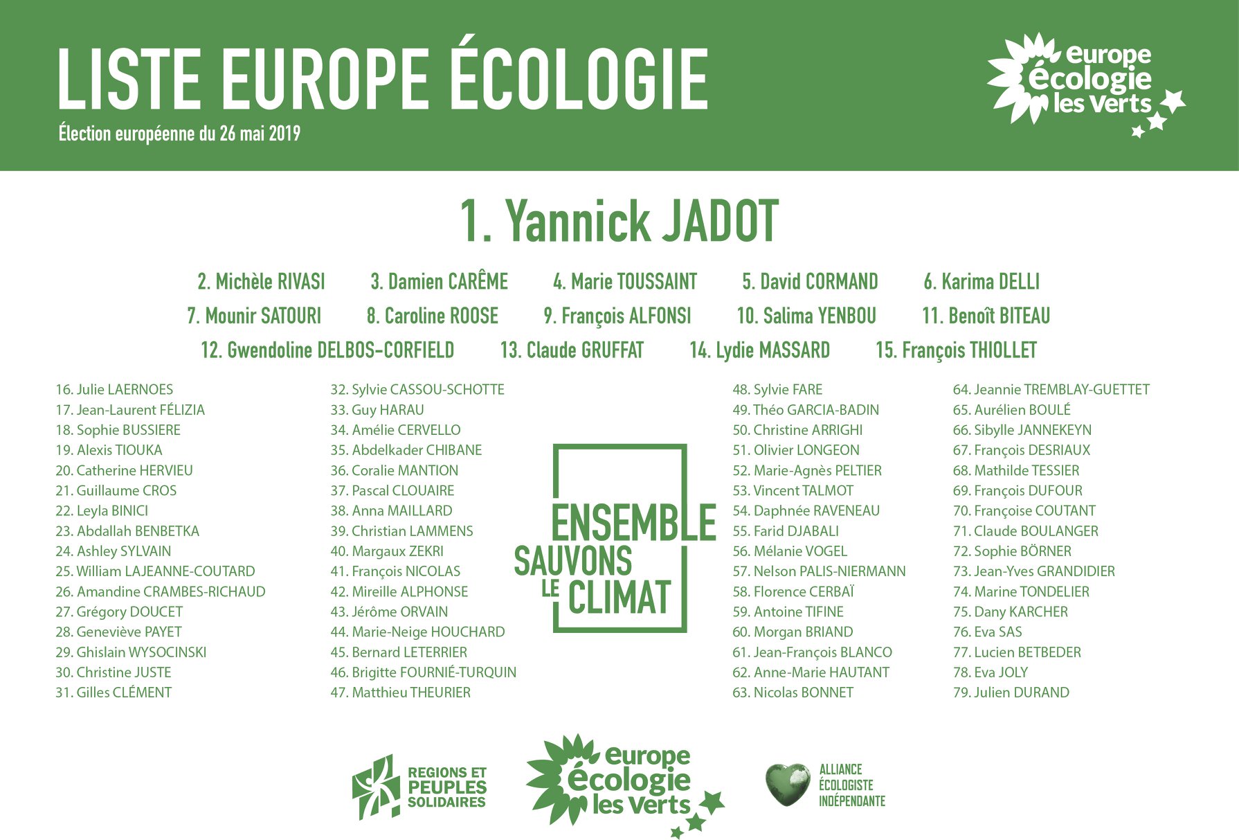 liste eelv européenne